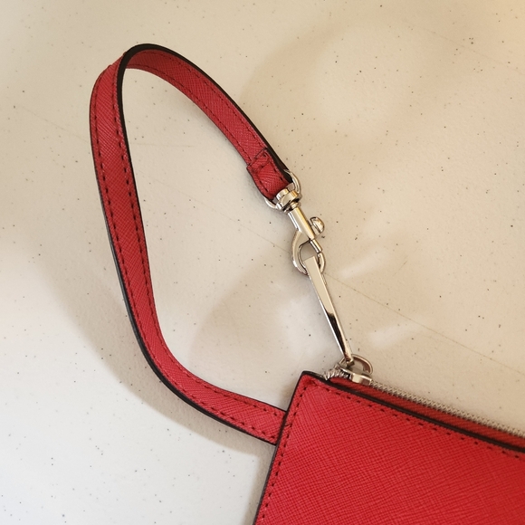 Karl Lagerfeld Red Pebbled Leather Envelope Clutch Bag Purse Wallet Wristlet - Picture 3 of 7